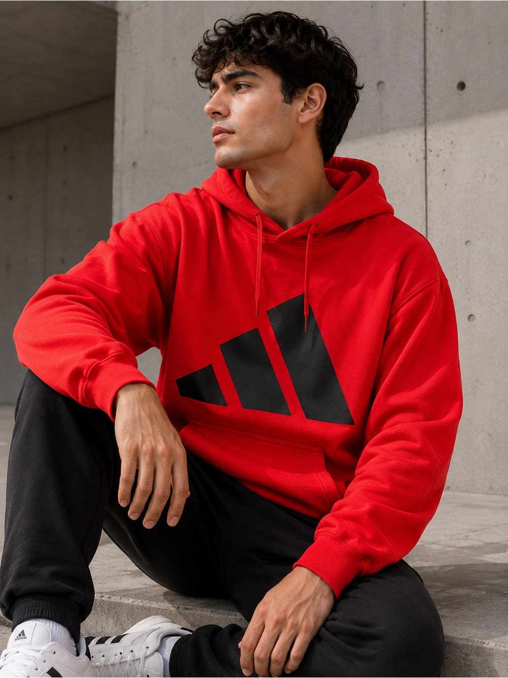 adidas Men’s Red Hoodie with Black Logo